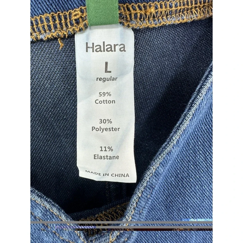 HALARA Flex Denim Wide Leg Stretch Overalls Side Pockets Jumpsuit Large EUC